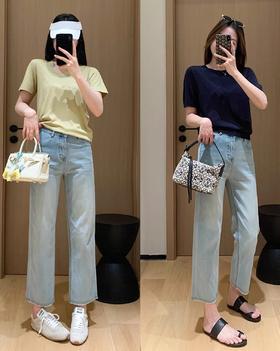 土耳其四面弹面膜法棍裤清风蓝薄软九分毛边直筒牛仔裤