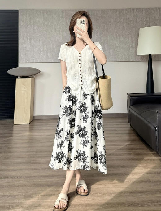 竹节麻小蛮腰V领小飞袖上衣 商品图11