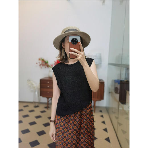 法式chic 草编平顶帽 细腻纹理 帽型挺括 造型时髦吸睛 可调节围度 商品图1