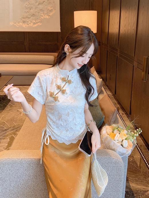 张心子【花影随行】气质蕾丝新中式盘扣旗袍上衣 U2506014 商品图7