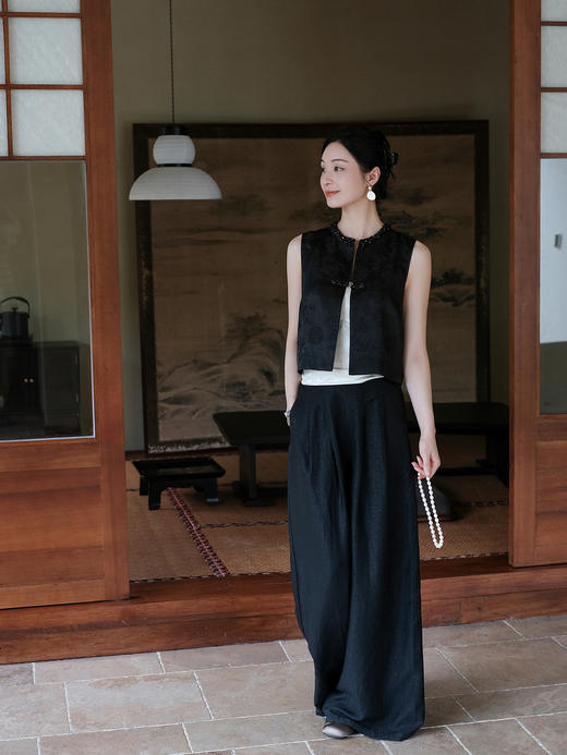 盛唐牡丹|真丝香云纱一粒扣马甲 商品图6