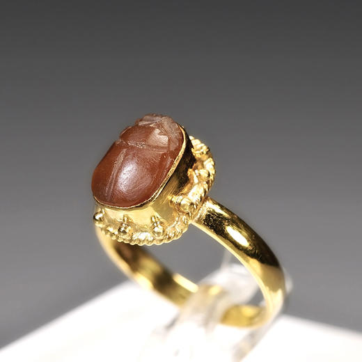古埃及棕红玉髓圣甲虫戒指 商品图4
