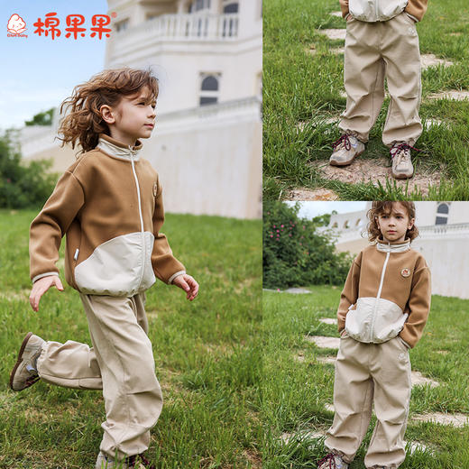 棉果果秋季新品男童女童耀金色冲锋裤M302200425473 商品图1