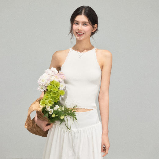 Ariseism 美式复古波浪边外穿挂脖吊带背心女夏季新款修身上衣 商品图4