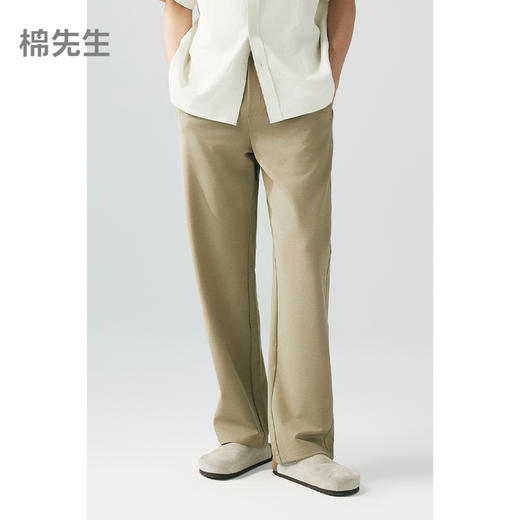 棉仓363818032-水波纹针织亚麻卫裤 商品图0