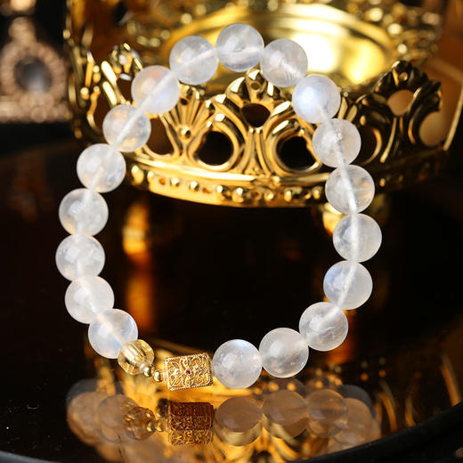 灵机生活馆白月光手链猫眼白水晶素圈月光石手串 商品图3