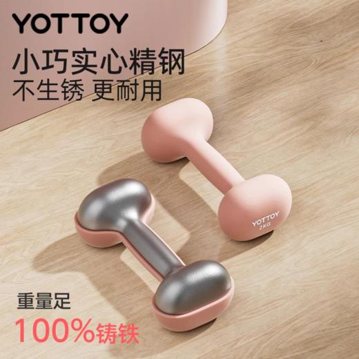 哑铃【YOTTOY】浸塑哑铃杠铃女士健身家用健身器材小哑铃壶架实心铸铁 商品图3