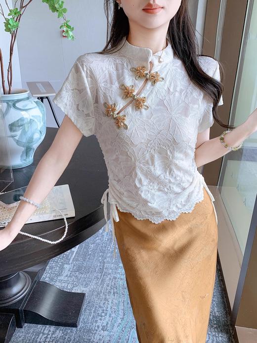 张心子【花影随行】气质蕾丝新中式盘扣旗袍上衣 U2506014 商品图1