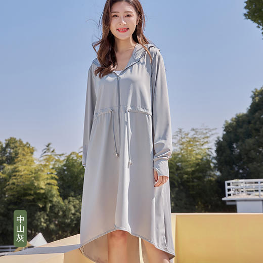 【长款凉感防晒服，全身透气~】夏季长款连帽防晒衣女 长袖遮阳宽松收腰显瘦 舒适出行休闲外套防晒-QQ 商品图7