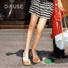 Dfuse迪芙斯2025夏季新款木纹拖鞋耀眼钻扣仙女风坡跟凉拖DFD2110001 商品缩略图1