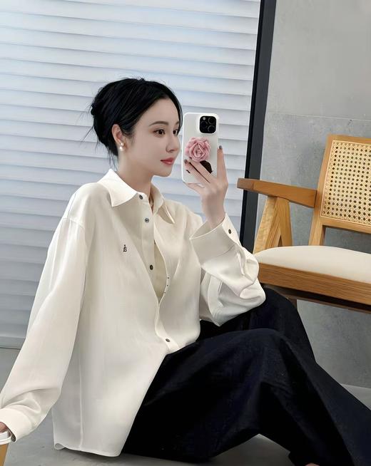 高端面料-NAVST品牌莱赛尔+亚麻字母刺绣棉麻衬衫-喜出 商品图0