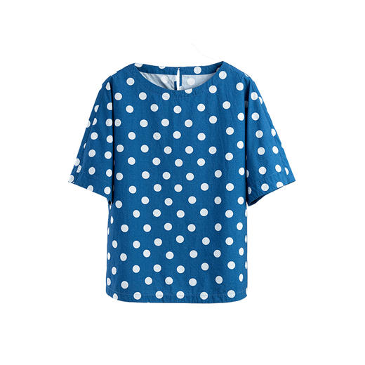 绽放372朵/【多巴胺·波普T】高密棉波点印花圆领连身袖中袖T恤女 商品图4