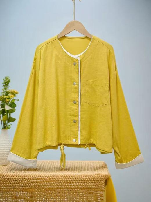 今日推荐-2025麻料拼色外套上衣-喜出 商品图2