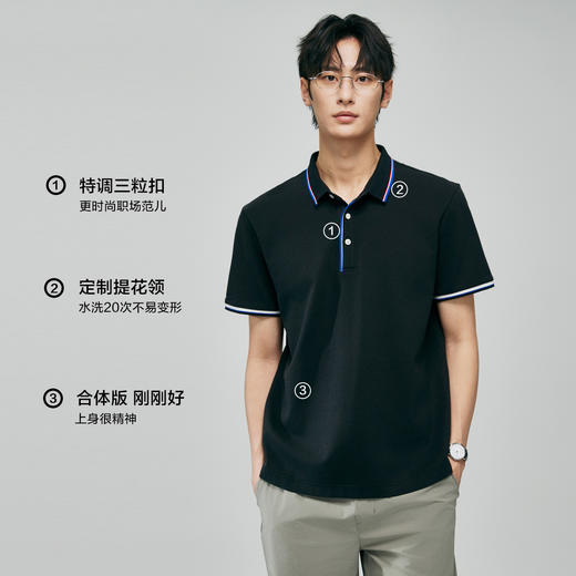 棉仓363802015-合体版凉感丝芙珠地扁机上级领短袖POLO 商品图1