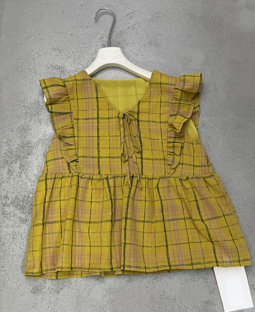 【门店同款】ENJOY夏季“后花园”落日黄格纹上衣 162800932 商品图2