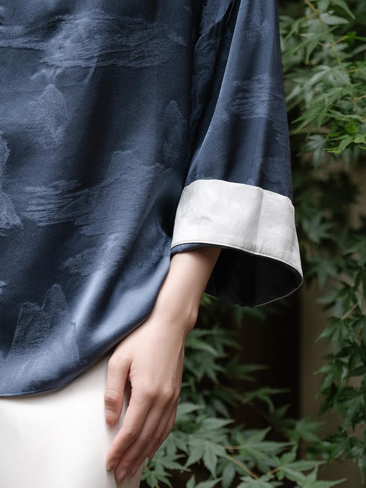 限量款 |STJINGx凯喜雅x故宫 |千里江山流光一字领插肩撞色上衣(不退不换) 商品图6