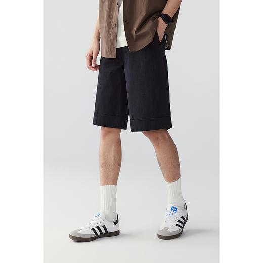 棉仓353818011-宽松直筒全棉盐缩休闲短裤 商品图1