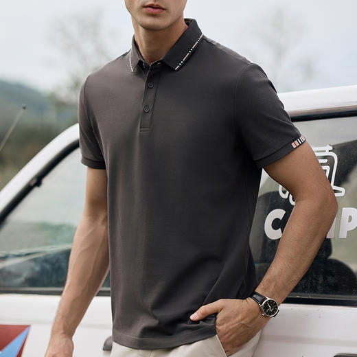 范可思高端BA宝莉间边Polo衫男士夏季高端商务休闲翻领薄款T恤衫休闲爸爸装上衣#2252 商品图5