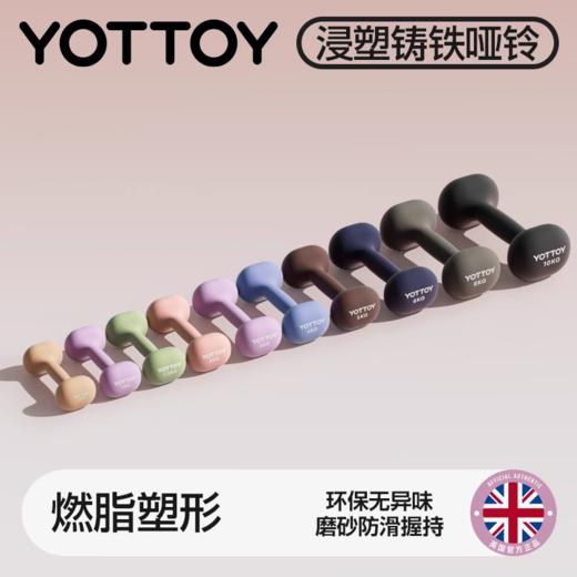 哑铃【YOTTOY】浸塑哑铃杠铃女士健身家用健身器材小哑铃壶架实心铸铁 商品图0