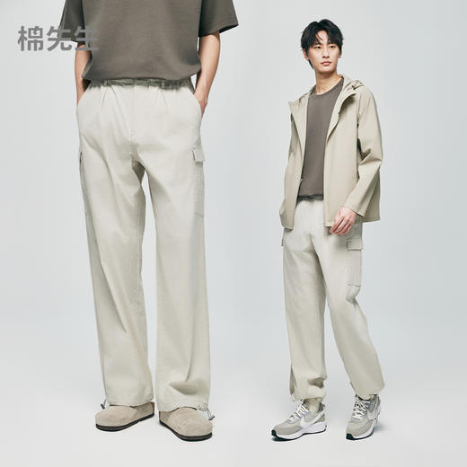 棉仓363818005-宽松版棉莱赛尔泡泡纱松紧腰工装裤 商品图0