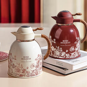 摩登主妇玫瑰假日保温壶大容量杯子红色女陪嫁一对热水壶新婚礼物