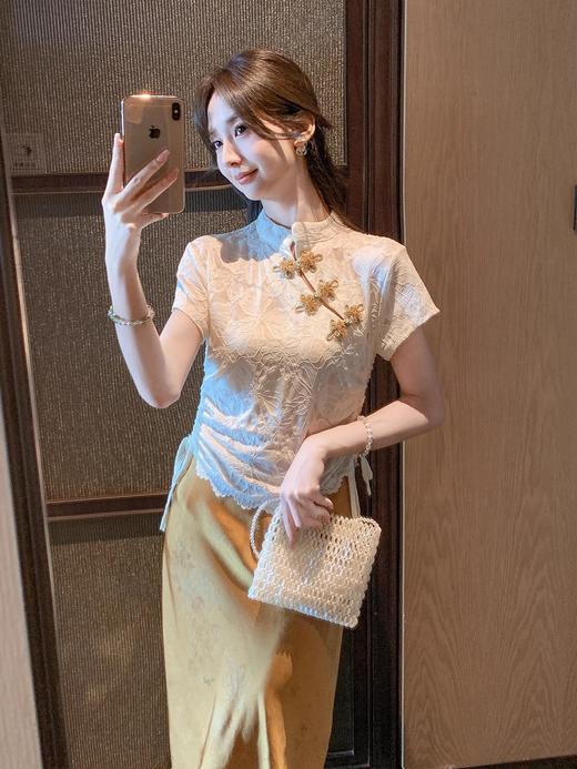 张心子【花影随行】气质蕾丝新中式盘扣旗袍上衣 U2506014 商品图8