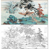 任重山水人物工笔画白描底稿《空舟抚琴图》临摹勾线高清打印稿RD74 商品缩略图0