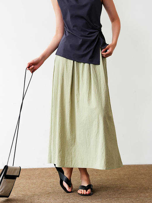 元气多巴胺透气抗皱微皱肌理松紧腰休闲山本半裙 商品图9