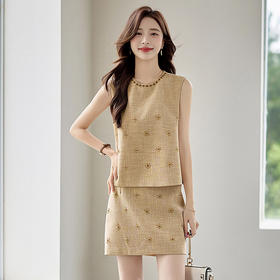 【预售3天】PY 2025年新款优雅气质钉珠两件套短裙ZYQ25108