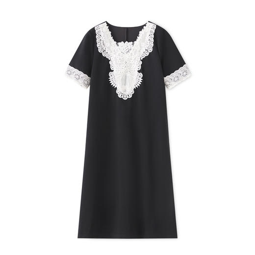 「高货wl」全新升级【铂金会员339/天猫459/差价120】(03116)洛诗琳气质蕾丝拼接连衣裙2025夏季遮肉精致优雅显瘦裙子 商品图4