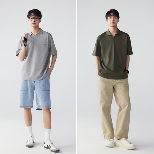 棉仓353802012-三醋酸宽松廓型落肩V领半开襟POLO 商品图4