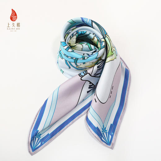 SAINTJOY/上久楷真丝方巾 印花真丝方巾 春绘芳绮 FJS24045-1 商品图1