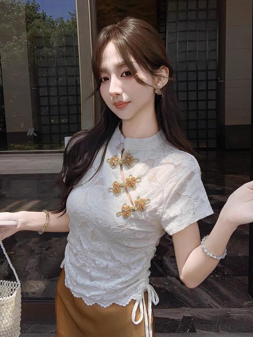 张心子【花影随行】气质蕾丝新中式盘扣旗袍上衣 U2506014 商品图9