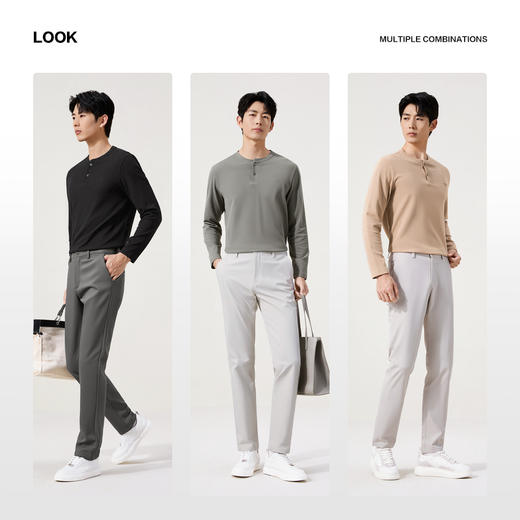 【华夫格/亨利领】柒牌男士长袖T恤秋季新款时尚休闲舒适百搭t恤129T70150 商品图2