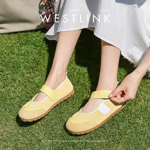 西遇运动芭蕾鞋女新款夏季薄款透气网面德训鞋平底玛丽珍单鞋K1256844 商品图1