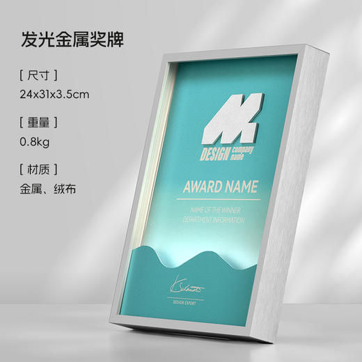 创意diy奖牌定制发光奖杯授权牌定做企业高档金属荣誉颁奖纪念牌 商品图6