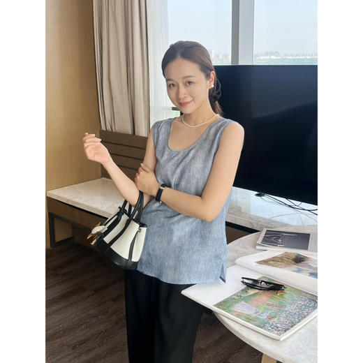 2506512    之禾 真丝背心 电力纺蓝色 商品图2