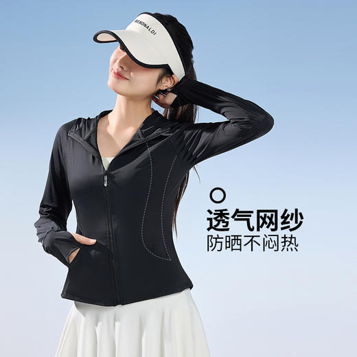 【冰感防晒，遮肉显瘦~】lulu同款防晒衣 女连帽修身冰丝防晒衣 女士超好看防晒衣 防紫外线外套-QQ 商品图3