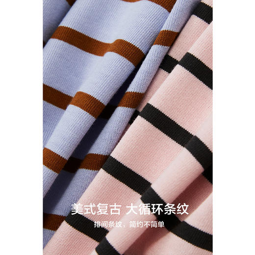 棉仓363801032-宽松落肩圆领条纹T 商品图3