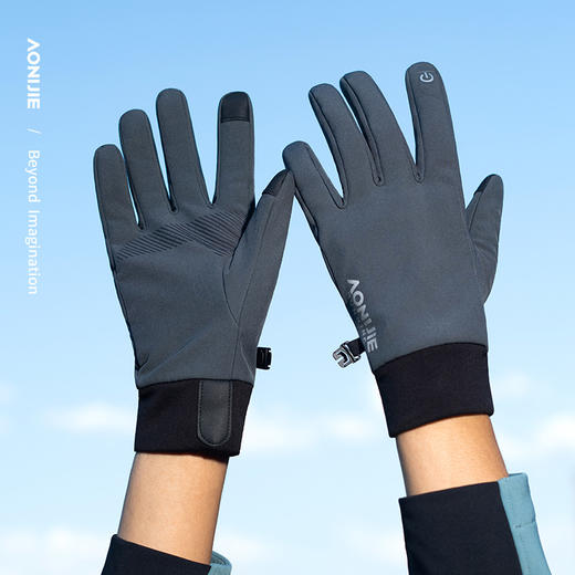 奥尼捷运动保暖手套男冬季户外徒步骑行防风加绒滑雪手套跑步手套 商品图0