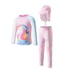 送帽子！【吸湿透气，防晒速干，桑软舒适】三件套一次配齐！儿童泳衣女孩 女童宝宝分体防晒长裤长袖 速干中大童可爱游泳衣泳装-QQ 商品缩略图4
