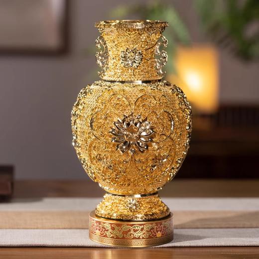 【预售】朱炳仁 丨莲年如意花丝花瓶黄铜摆件客厅玄关装饰摆件中式礼物乔迁开业 付款成功后7-15天发出 商品图1