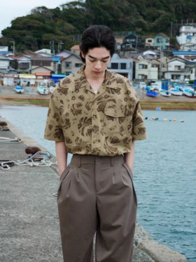 Evistub/E-5XCS651/古巴领短袖衬衫男夏