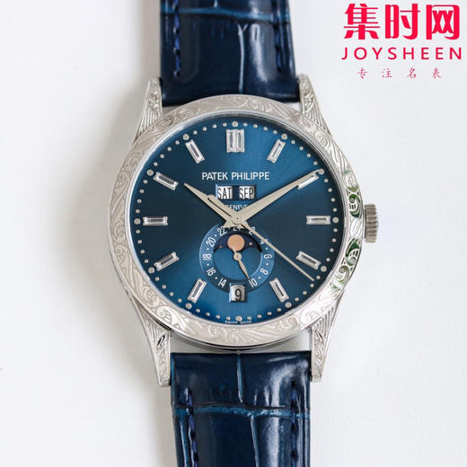 百达翡丽PP 复杂功能计时5205G系列 雕花男士腕表 商品图4