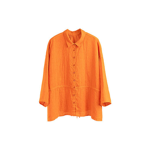 绽放女装370朵/【多巴胺系列·橘子汽水】亚麻开衩抽绳设计感衬衫 商品图4