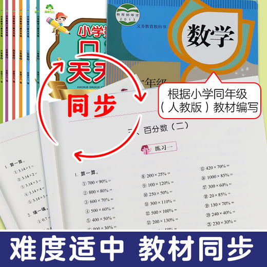 小学数学口算天天练一年级二年级三四五六年级上册下册同步教材人教版每日一练思维训练大通关100以内加减法心算速算口算题卡 商品图2
