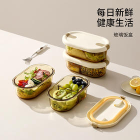 FaSoLa上班族玻璃饭盒带饭餐盒可微波炉加热专用碗分隔便当保温盒