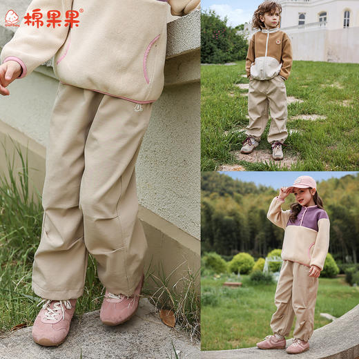 棉果果秋季新品男童女童耀金色冲锋裤M302200425473 商品图0