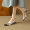 【预售5天】法式优雅3cm镂空粗跟显瘦防踢金属尖头后空单鞋包头罗马凉鞋女夏DB&M6227 商品缩略图1