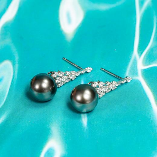 S925银冰雪大溪地黑珍珠耳饰 商品图2